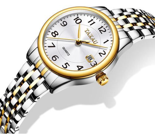 Elegante Reloj De Señora Taxau De Color Dorado Y Plateado