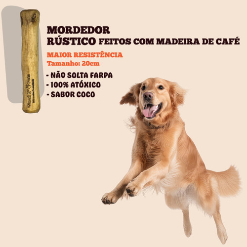 Mordedor Brinquedo Natural Cão Woodn Pets Rustico M Coco