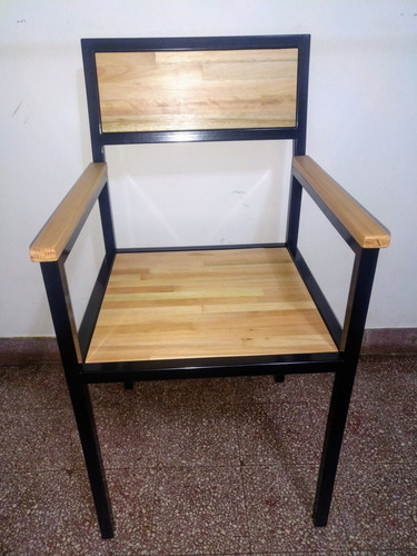 Imagen 3 de 5 de Silla Juego Comedor En Hierro Y Madera Tipo Industrial
