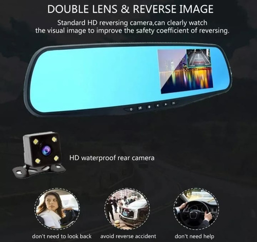Frontal Cámara De Auto Espejo Retrovisor + Cámara Retroceso