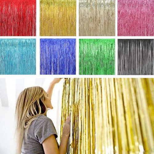 Cortinas Metalizadas Colores Para Fiestas Decoracion - Globo