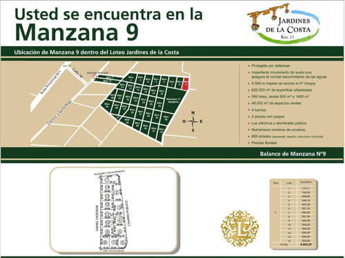 Se Vende Lote En Jardines De La Costa - Ruta 1 Km. 10
