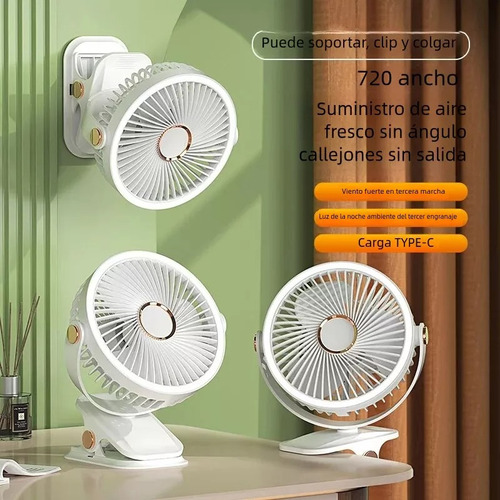 Mini Ventilador De Clip Portátil Recargable Ajustable 360°