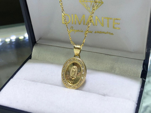 Cadena 3x1 Y Medalla Virgen Guadalupe Zirconia  Oro10k 