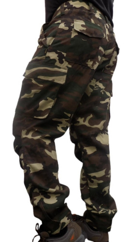 Pantalón Cargo Camuflado Verde Selva Gabard Reforzado C Puño