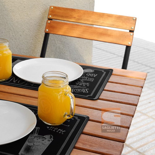 Imagen 8 de 10 de Silla Plegable Aluminio Madera Negra Balcon Jardin Premium