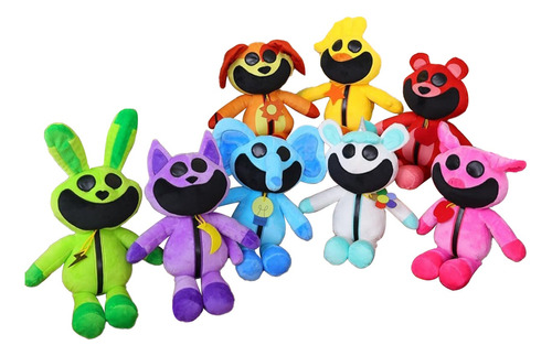 Lindo Juego 8 Pcs Muñeco Animal Sonriente Con Boca Grande C