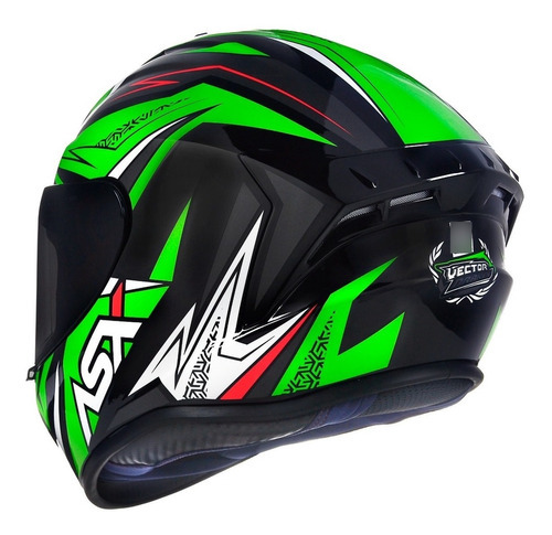 Capacete Asx Draken Vector Verde Brilhante + Viseira Fumê Tamanho do capacete 60-L