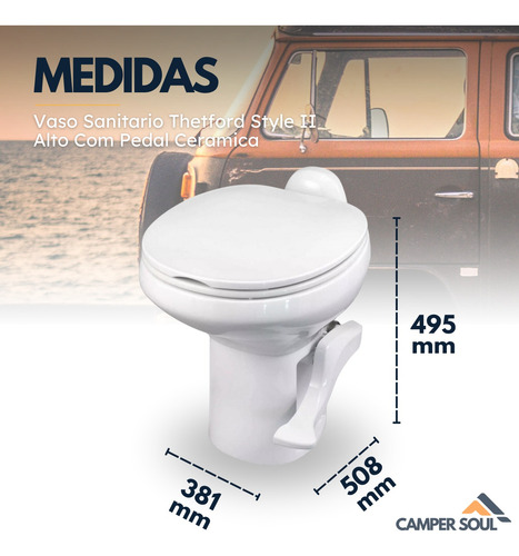 Vaso Sanitario Thetford Style Ii Alto Com Pedal Ceramica