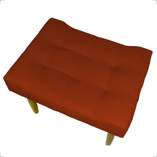 Puff Decorativo Retangular Requinte Pé Palito Suede Bege Cor Terracota