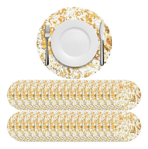 Mog Manteles Individuales Desechables 60pz Decoracion Hogar 33cm Dorado Desechables Oro