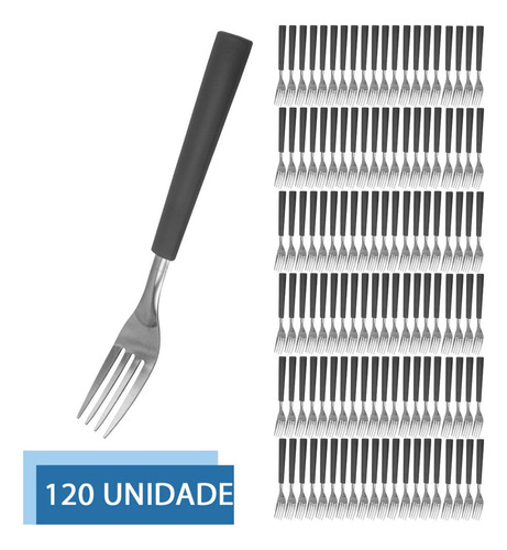 Conjunto De Garfo 120 Peças Cabo Preto Talheres Restaurante