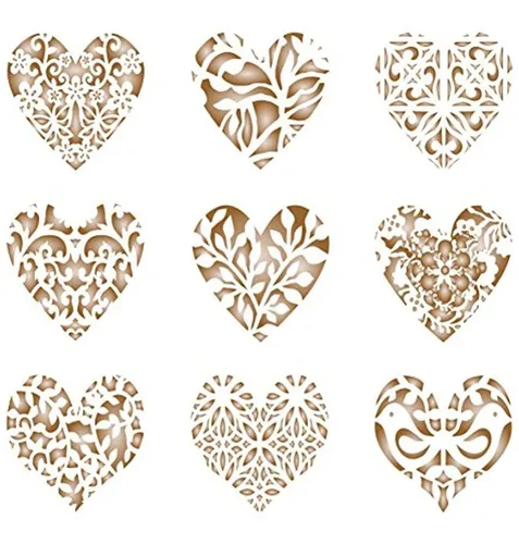 comprar Heart Coffee Set Stencil 9 Diseños Reutilizables Barista St