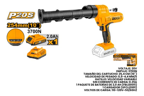 Pistola De Silicon Cartucho Inalambrico 20v Ingco