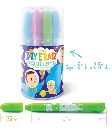 Crayones De Gel Giratorios De Borrado En Seco, Tubo De 12 Cr