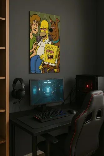 Cuadro Moderno Mural Con Personajes Icónicos De Dibujos Anim Full Hd