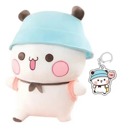 Dudu Panda Peluche Mignonne Avec Sac à Dos - Oreiller Doux 20 Cm - Cadeau Adorable Pour Enfants Et Adultes (Blanc)