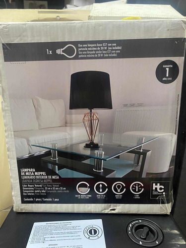 Imagen 4 de 4 de Lámpara De Mesa Mapple Negra Y Cobre 1 Luz E27