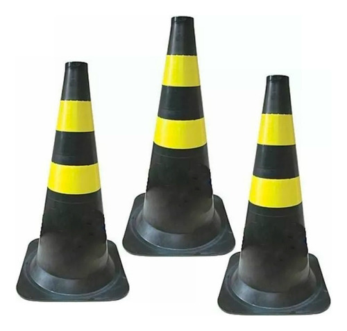 Kit 3 Cone Para Sinalização 50 Cm Com 2 Faixas - Rm-42