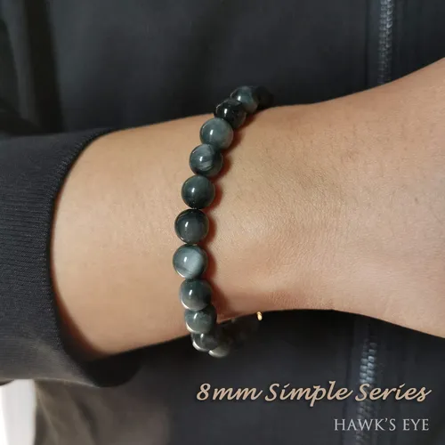 Pulsera Elástica Semipreciosa Con Gema De Ojo De Halcón Para
