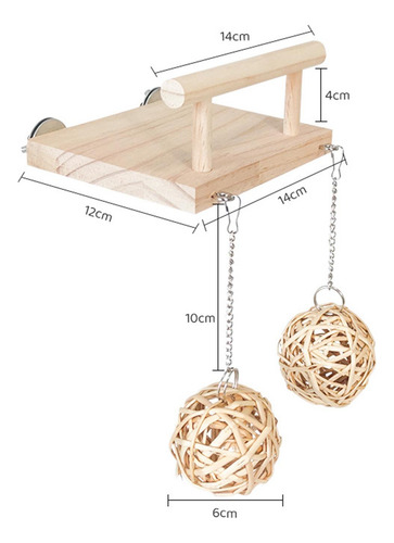 Percha De Madera Para Pájaros, Soporte Con Bola De Ratán