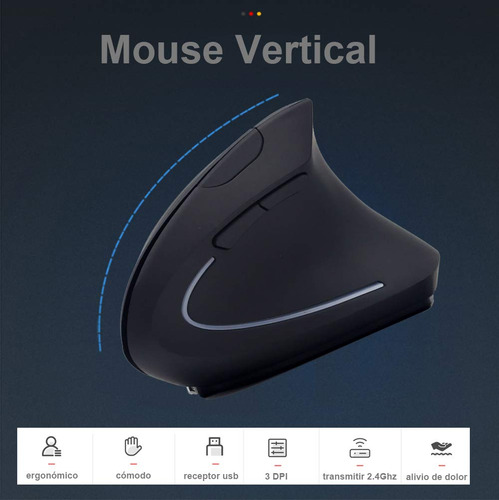Mouse Inalámbrico Ergonómico Recargable Vertical 2.4ghz