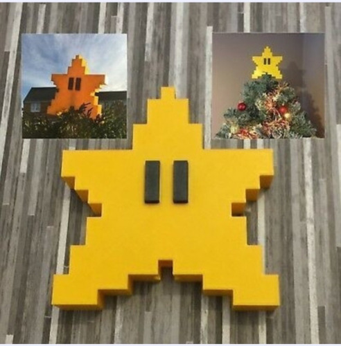 Estrella De Navidad Super Mario Pixel