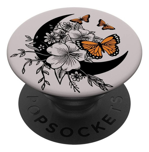 Popsockets Intercambiabl Diseño Mariposa Luna Color Gris