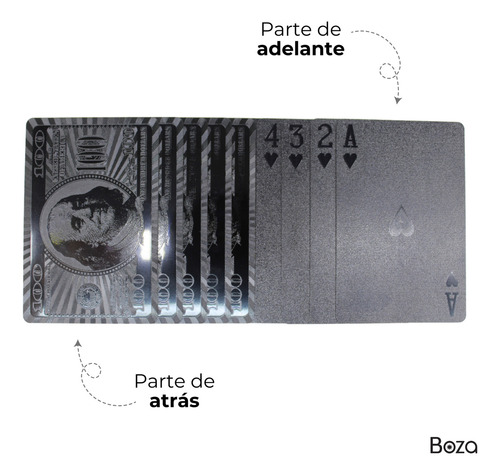 Baraja Negra Poker Black 100 Dolares Cartas