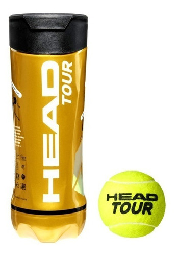 Pelotas Tenis Head Atp Gold Tubo X 3 Pelotitas Padel Tennis Cemento Ladrillo Diseño Tour Gold