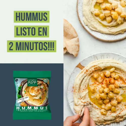 Imagen 5 de 9 de Hummus Instantaneo Natural Pop - Libre De Gluten Sin Tacc