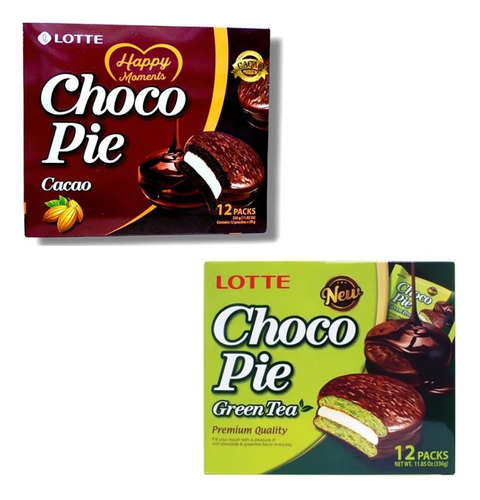 2 Cajas Choco Pie Lotte Chocolate Y Matcha Coreano