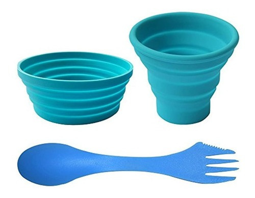 Juego De Tazas Plegables De Silicona Ecoart Con Spork Para A