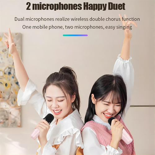 Caixa De Som Bluetooth Colorful Karaoke Com 2 Microfones