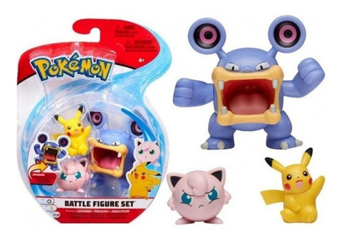 Figura Muñeco Pokemon Set Tripack Loudred Pikachu Juguete