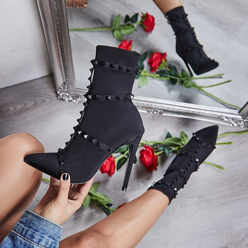 S Stiletto Botines Scarpins Zapatos De Primavera Rojos Con T