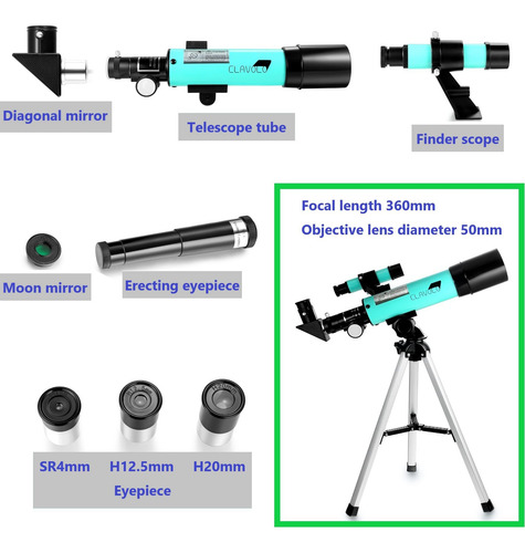 Telescopio Refractor Portátil Marca Xyz Modelo Abc 18x 135x Color