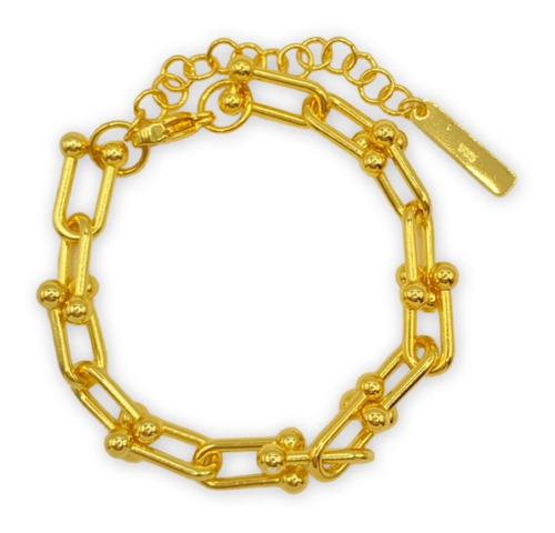 Pulsera Dama Grande Elegante S925 Baño En Oro + Caja Regalo