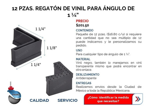 Regatón Tapón Angulo De Vinil Negro De 1 1/4