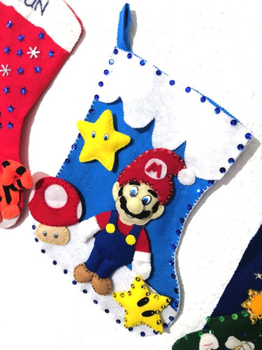 Bota Navideña De Mario Bros, Accesorio Decoración Navidad