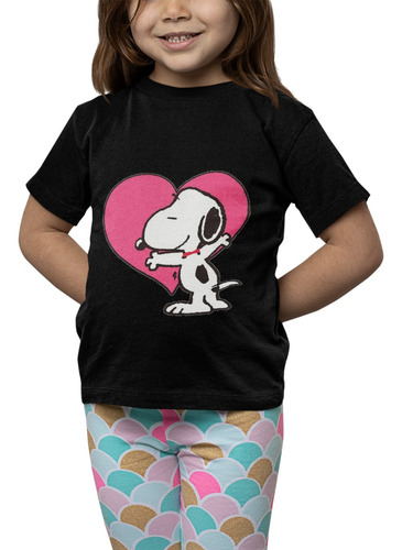 Polera Niña Snoopy Charlie Brown Corazon Estampado Algodon