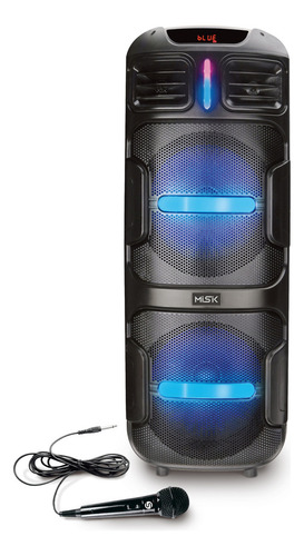 Sistema De Sonido Misik 2x12 - Luces Led - 45,000 W - Tws Negro