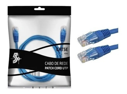 Cabo De Rede Rj45 10m Ethernet Patch Cord Cat5e Azul 10 Mt