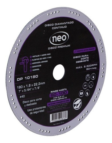 Disco Diamante Corte 7puLG Neo Premium Rinde+60disc