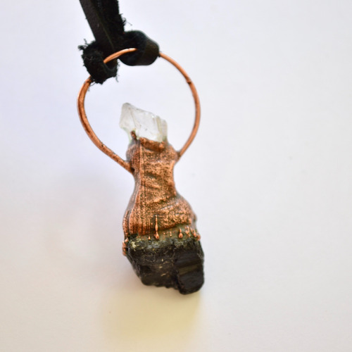 Dije De Cuarzo Cristal Y Turmalina Negra, Set De Piedras