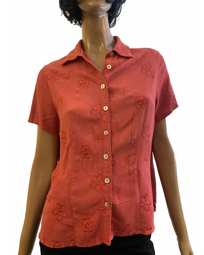 Camisa Manga Corta - Coral. Talle 40/42