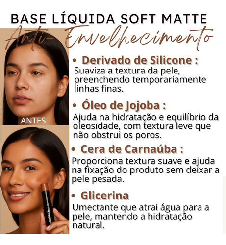 Kit Base Soft Matte 24hr Prova D'água +brinde Esponja Phoera
