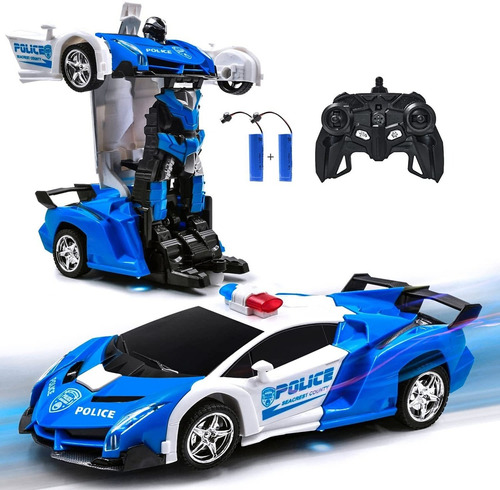 New Police Rc Car Transforming Robot Toy Para 6 16 Año...