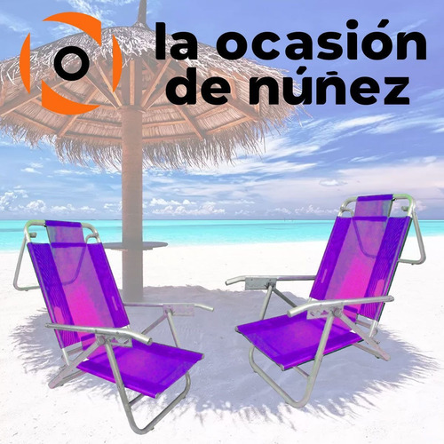 Imagen 3 de 6 de Reposera Sillon 5 Posiciones Aluminio Silla Baja Playa