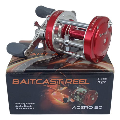 Reel Rotativo Bando Acero 50 Embarcado Rio O Mar Con Nylon